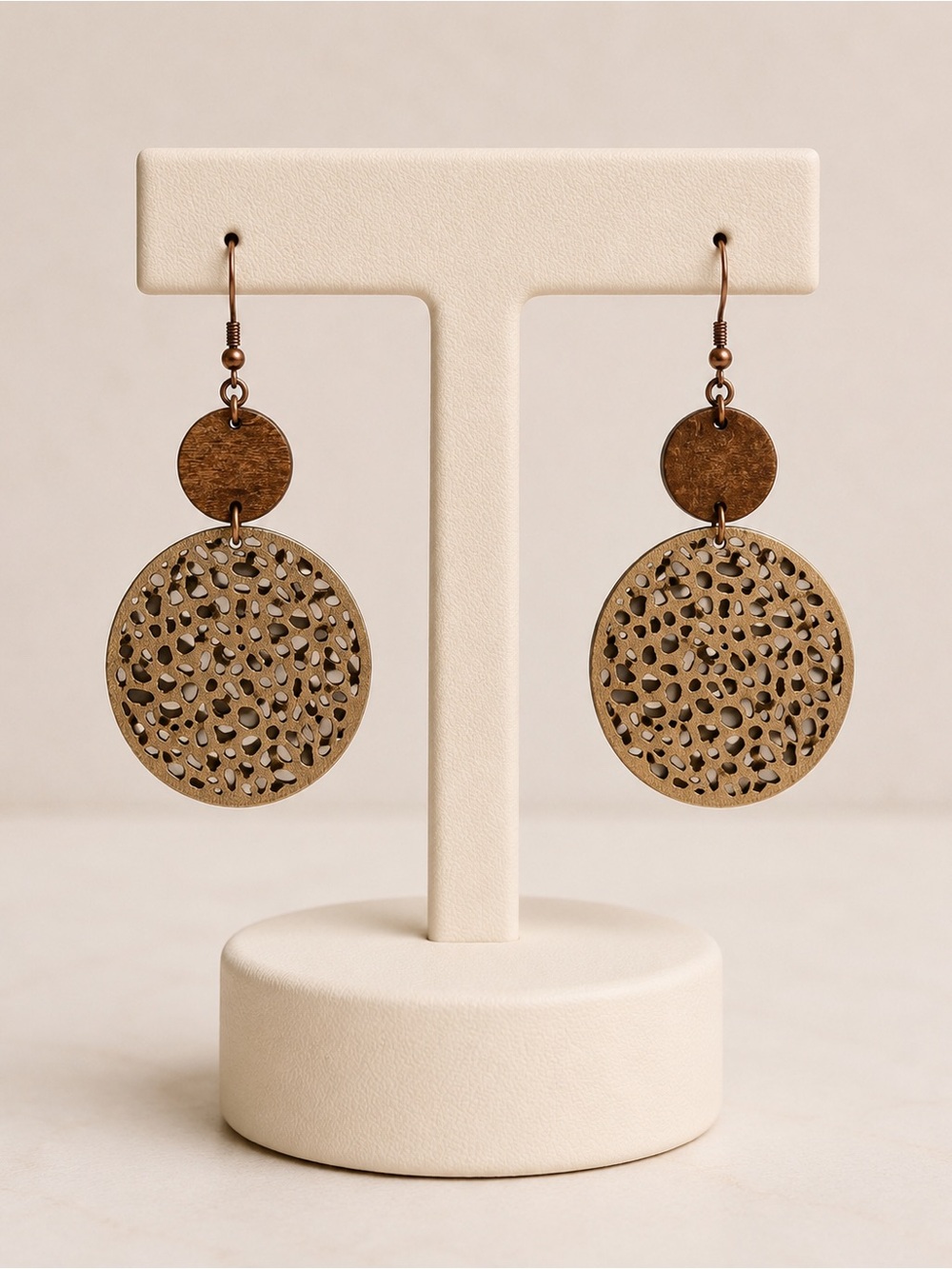 Textured Bronze Drop Earrings